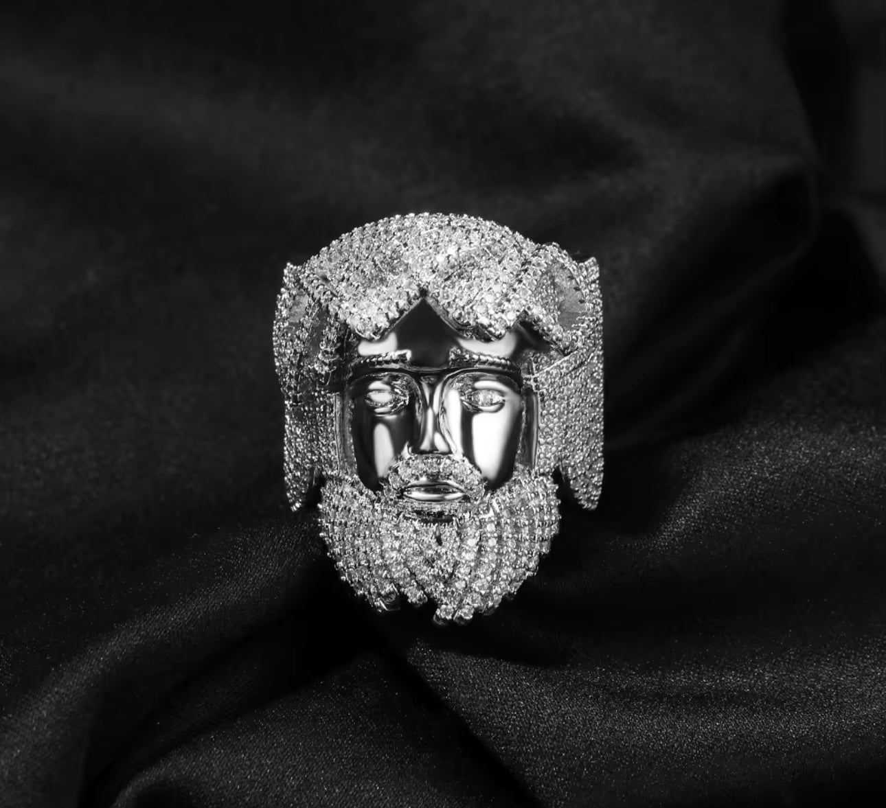 ZEUS RING- 31 mm Micro paved Jesus ring