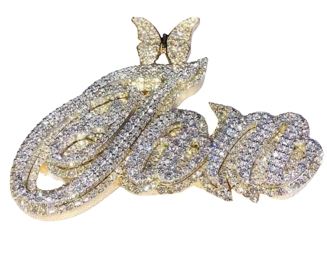 BUTTERFLY BAIL - Custom 3D Moissanite nameplate pendant