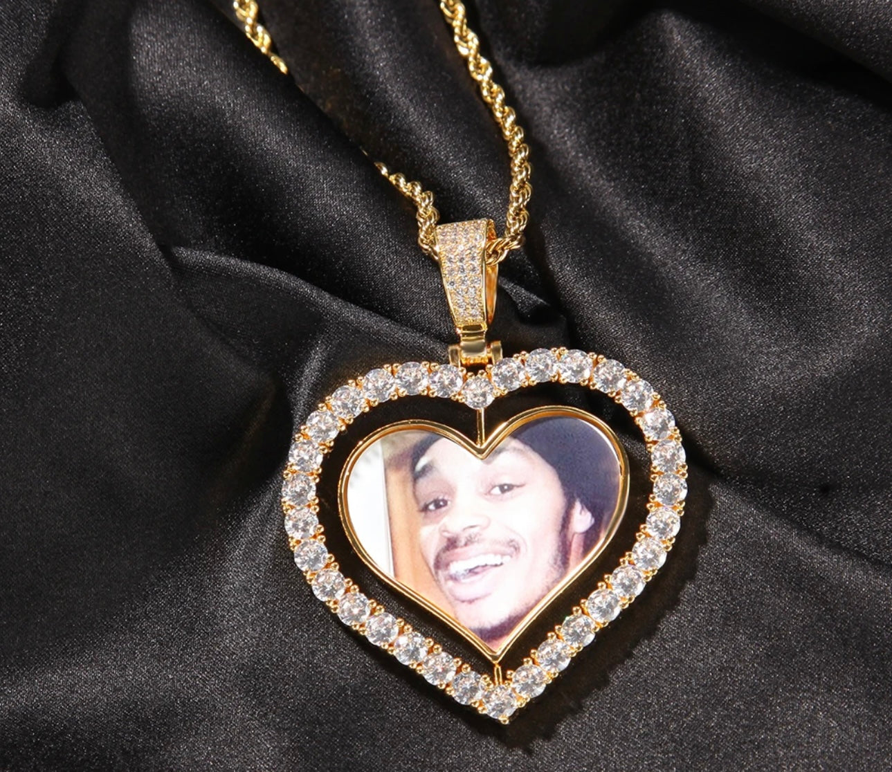 TOGETHER IN OUR HEART- 6.1 cm Rotating photo, heart shaped photo pendant