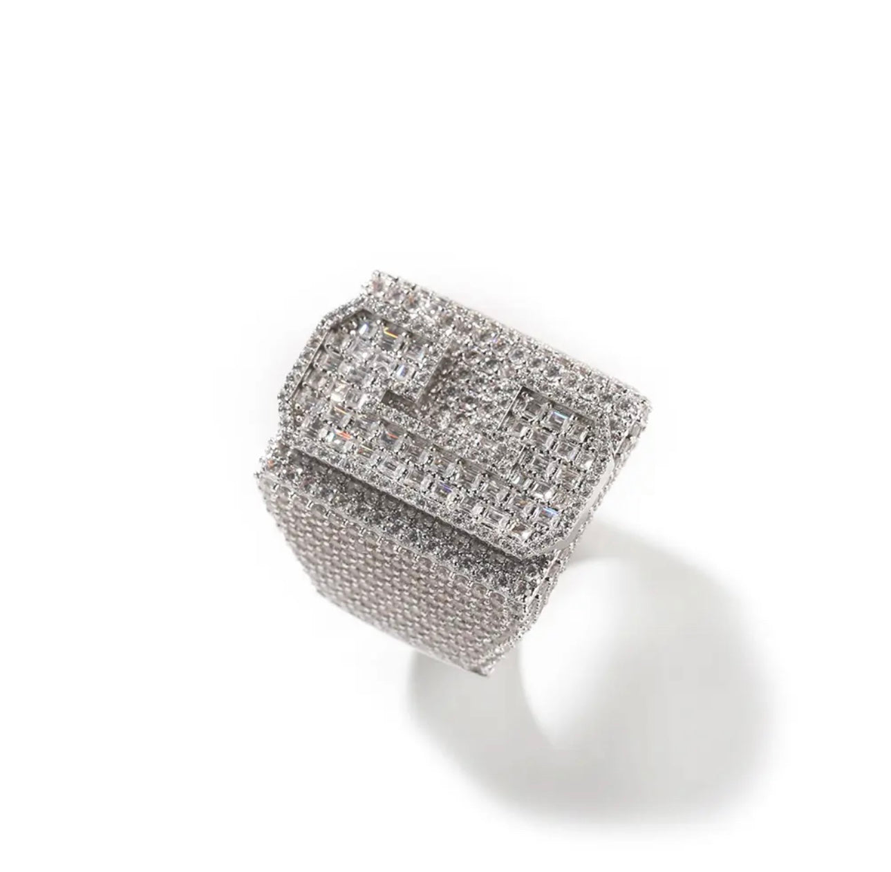 MOIS NUGGET- 925 Sterling Silver Moissanite 26 mm 3D letter/number ring