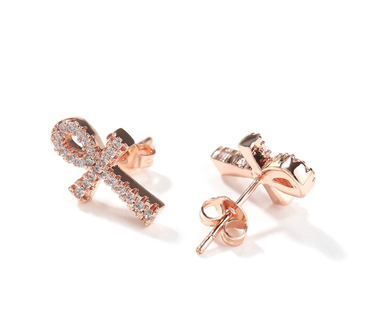 ANKH- 15 mm Icy Ankh stud earrings