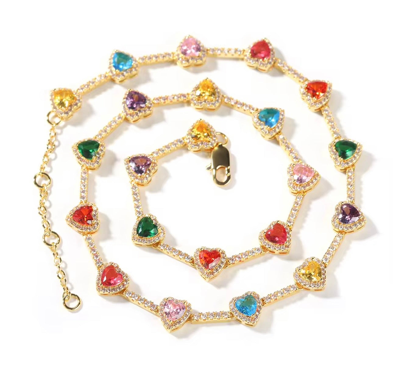 SKITTLES- Multi-color heart necklace
