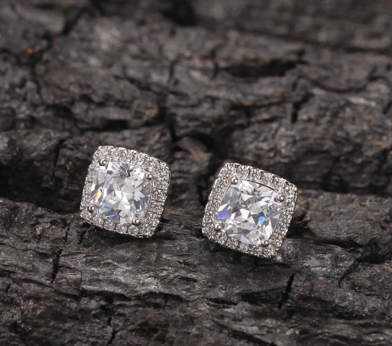 Opulence -Stainless Steel square stud earrings