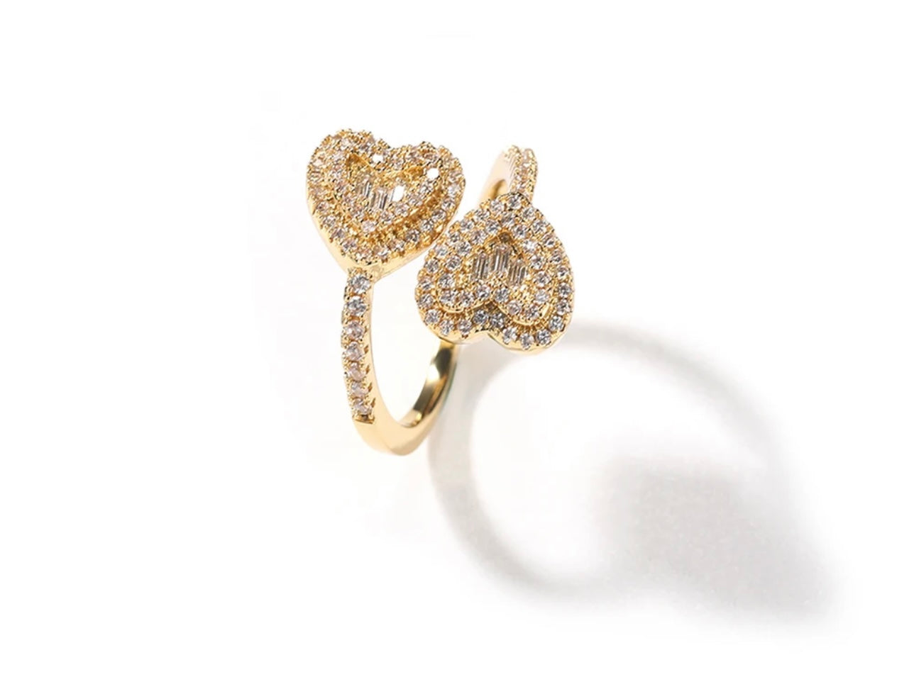 HEART EYEYS- 10 mm Double heart, adjustable ring