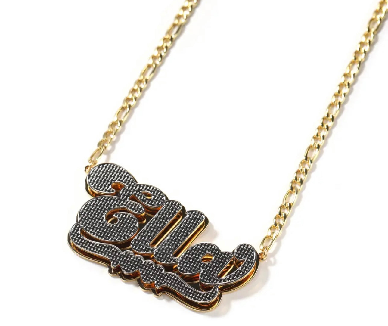 PLAIN J- 58 mm Stainless Steel double layer nameplate necklace