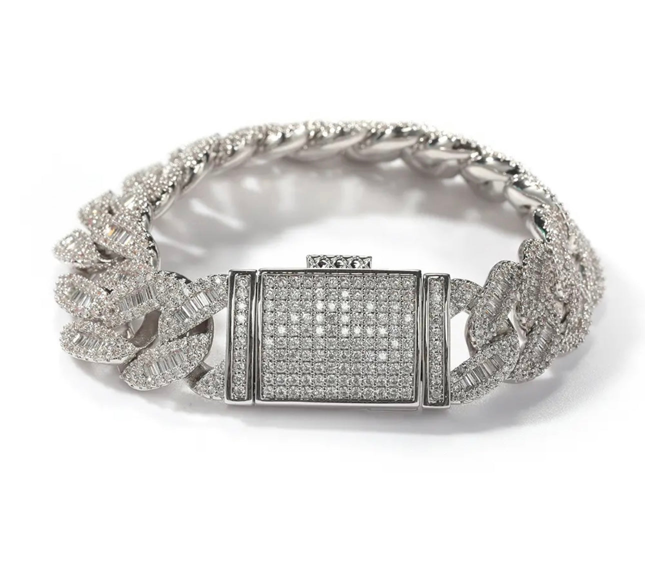 CUBANO BRACELET- 16 mm Baguette Cuban link bracelet