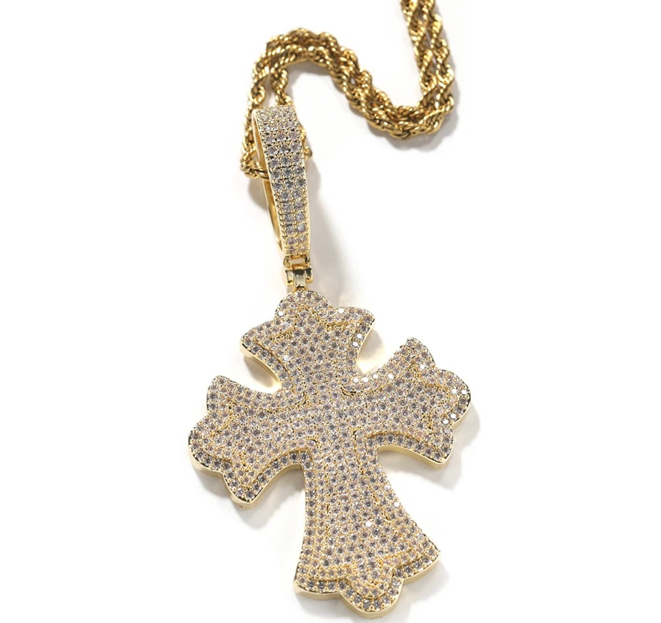 CROSSBRED- 8.4 cm Icy cross pendant