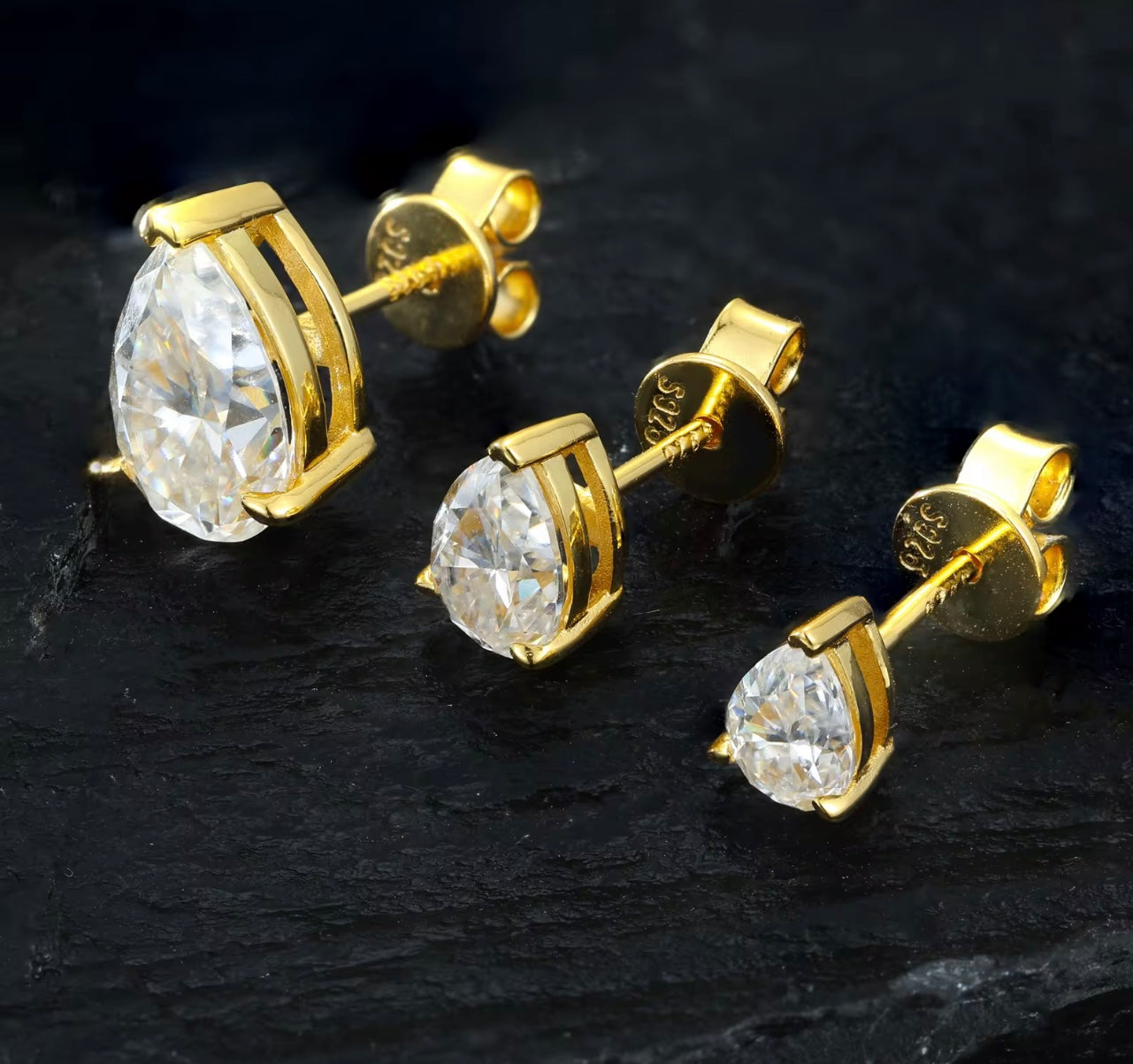 PEAR- 925 Sterling silver pear cut Moissanite stud earrings