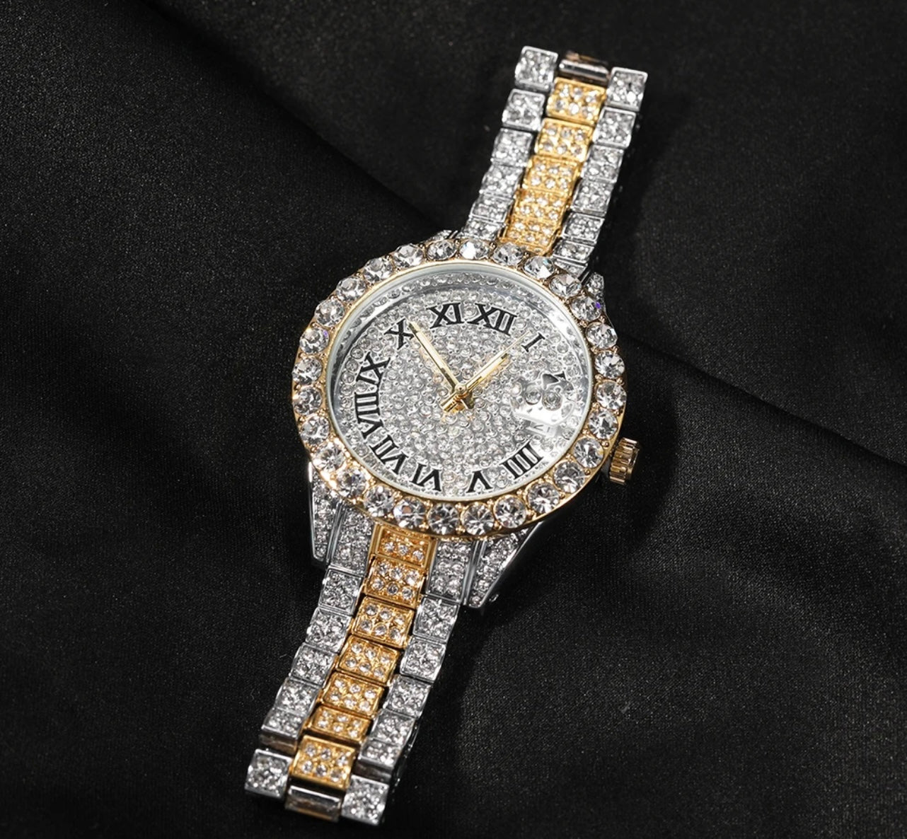 PRINCE$$ CUT- 3.5 cm Icy roman numeral dial, quartz watch