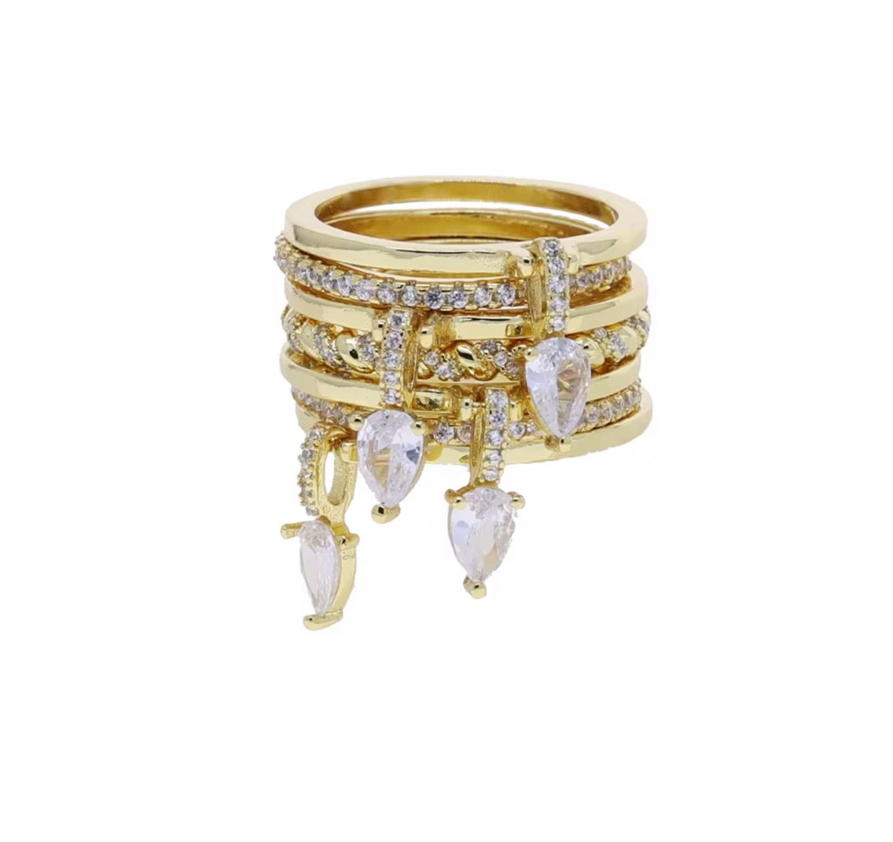 STACKED- Seven-Piece Gold Ring Stack