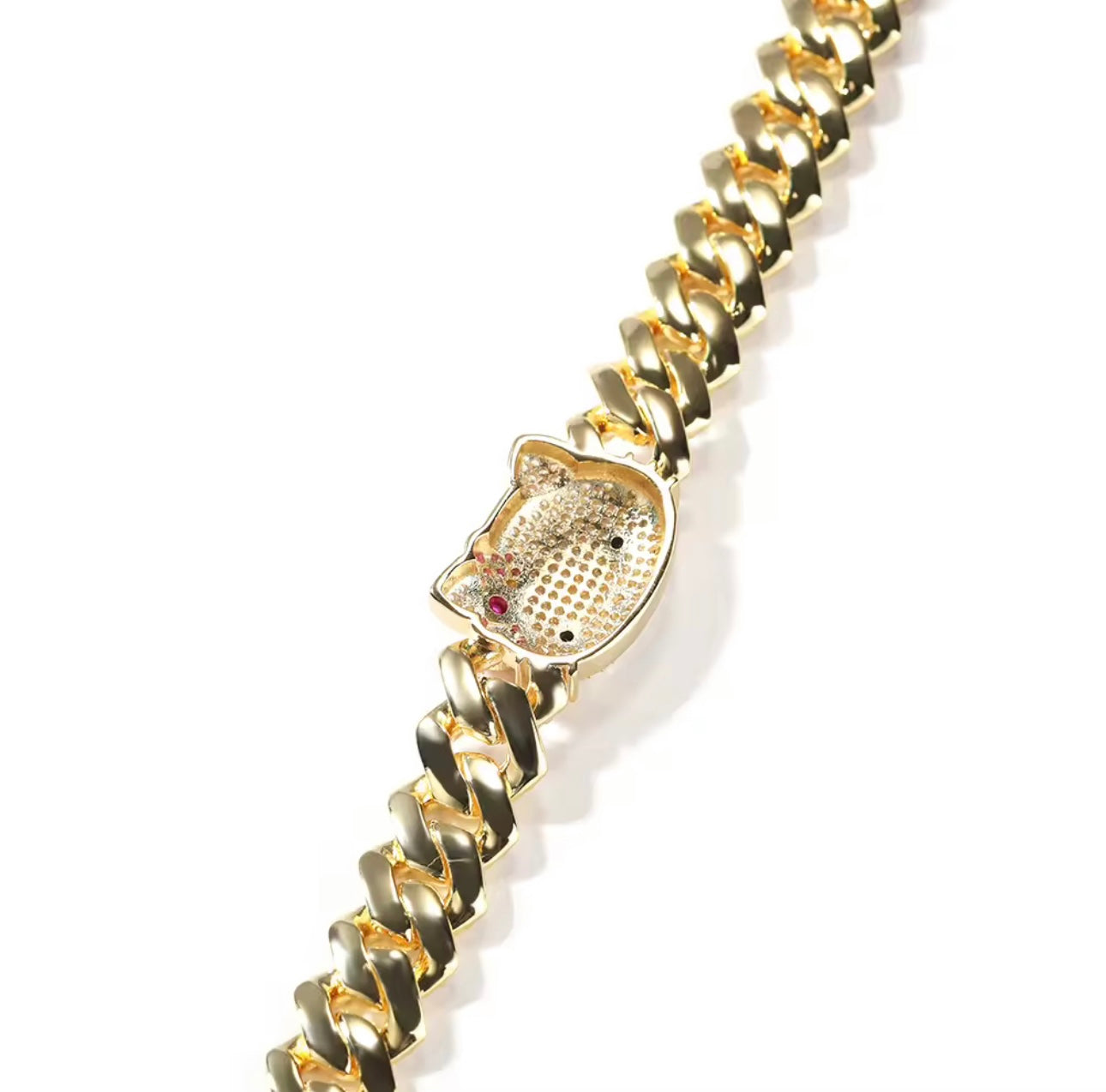 ICY KITTY CUBAN BRACELET- 21 cm Inspired Hello kitty cuban link bracelet
