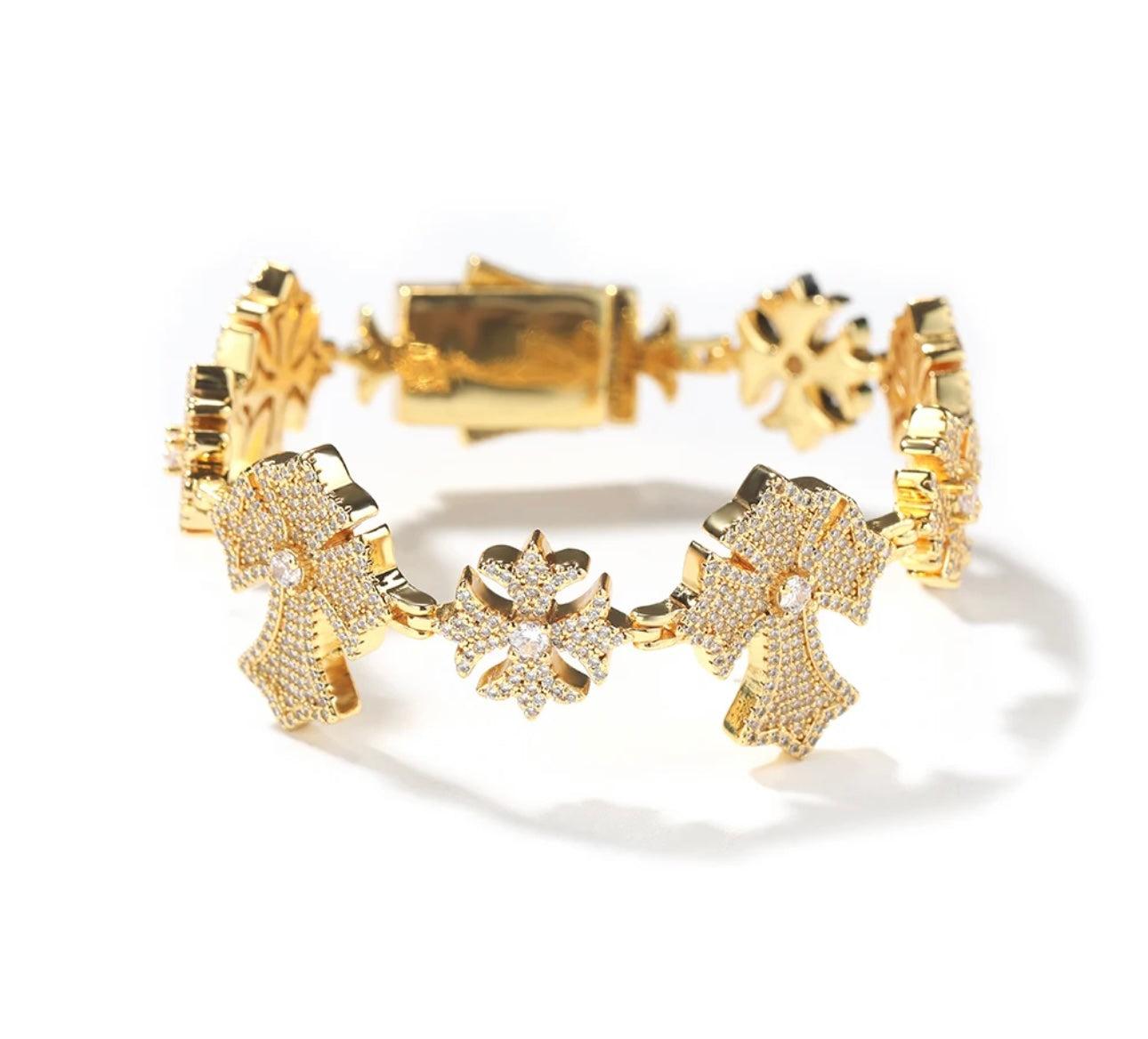 CHROME - 25 mm Interconnected gothic cross bracelet.