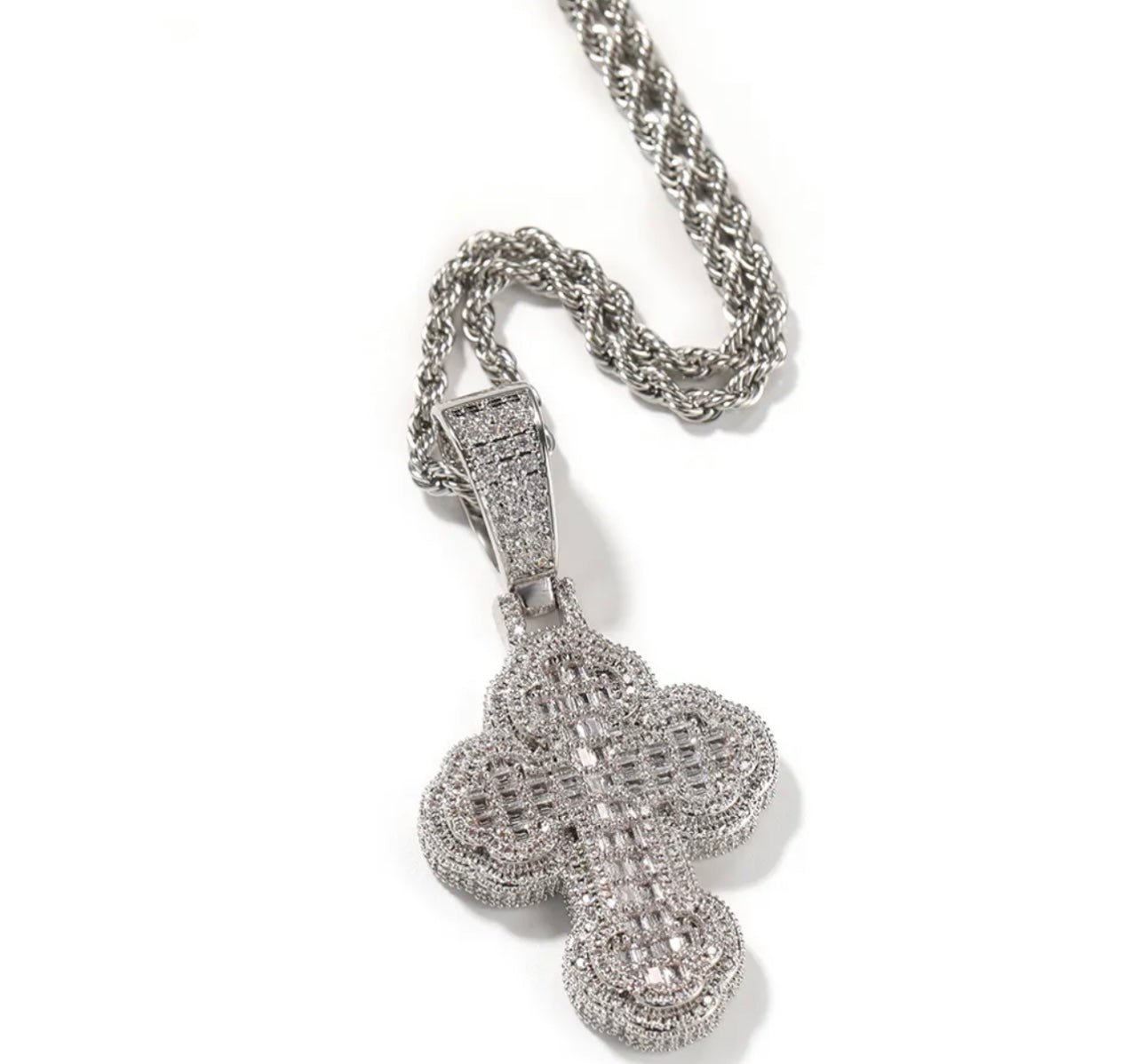 CROSS MY HEART- 5.8 cm 3D Baguette cross pendant