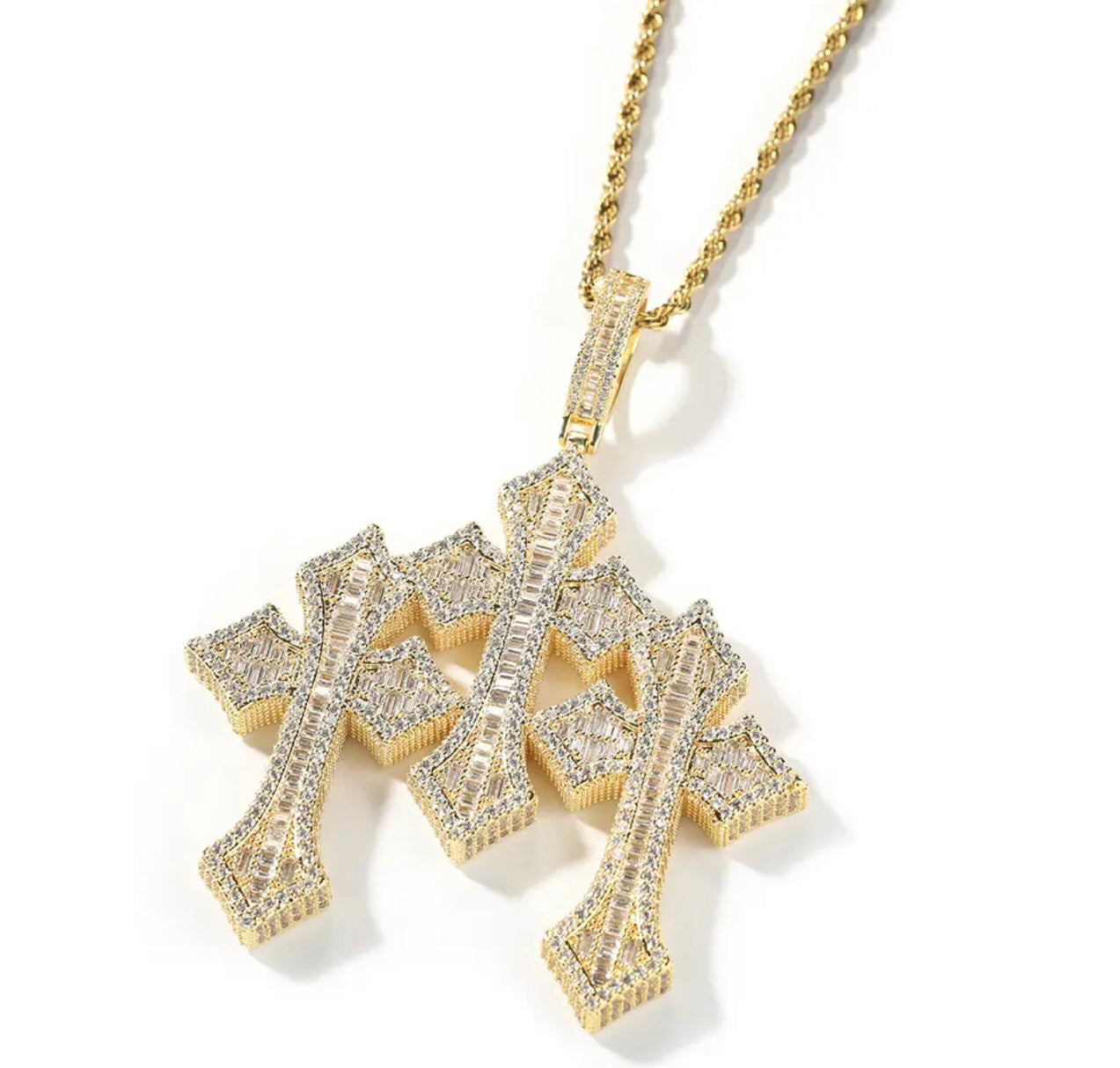 TRIO- Cluster cross pendant