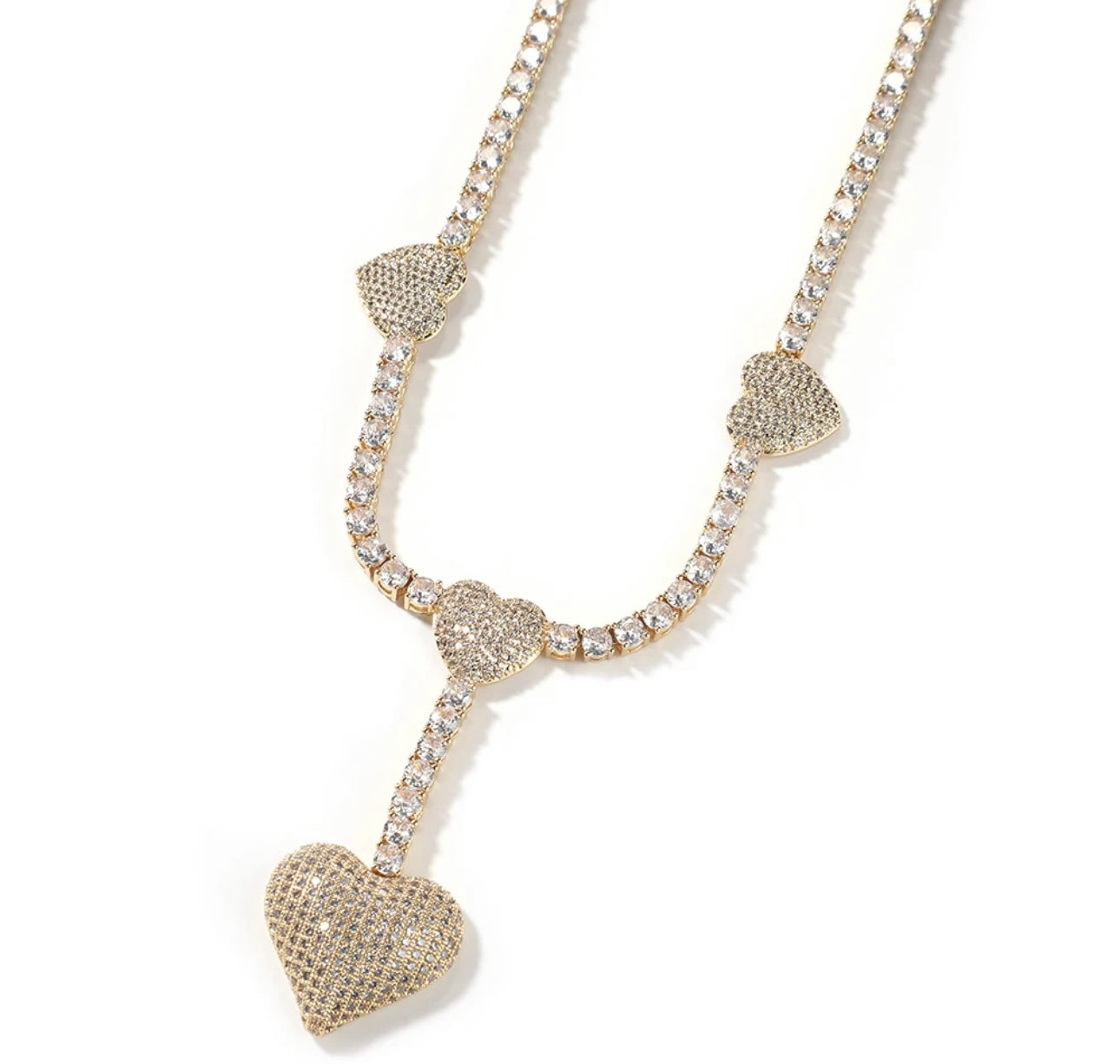 REMY MA- 4 mm micro paved heart tennis chain