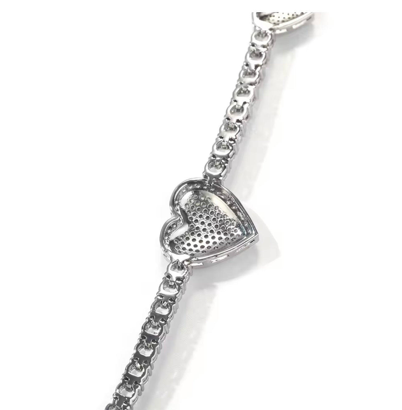 VALENTINE BRACELET MOIS- 4 mm Moissanite three heart tennis bracelet