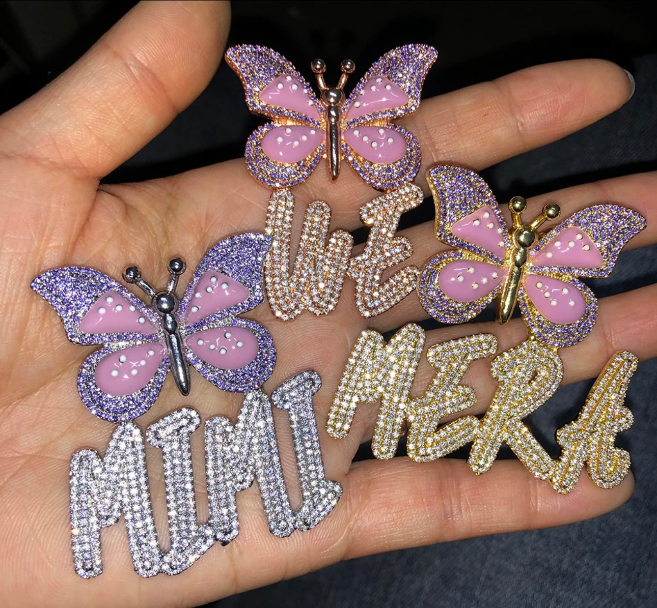 BUTTERFLY ICE- Butterfly nameplate pendant