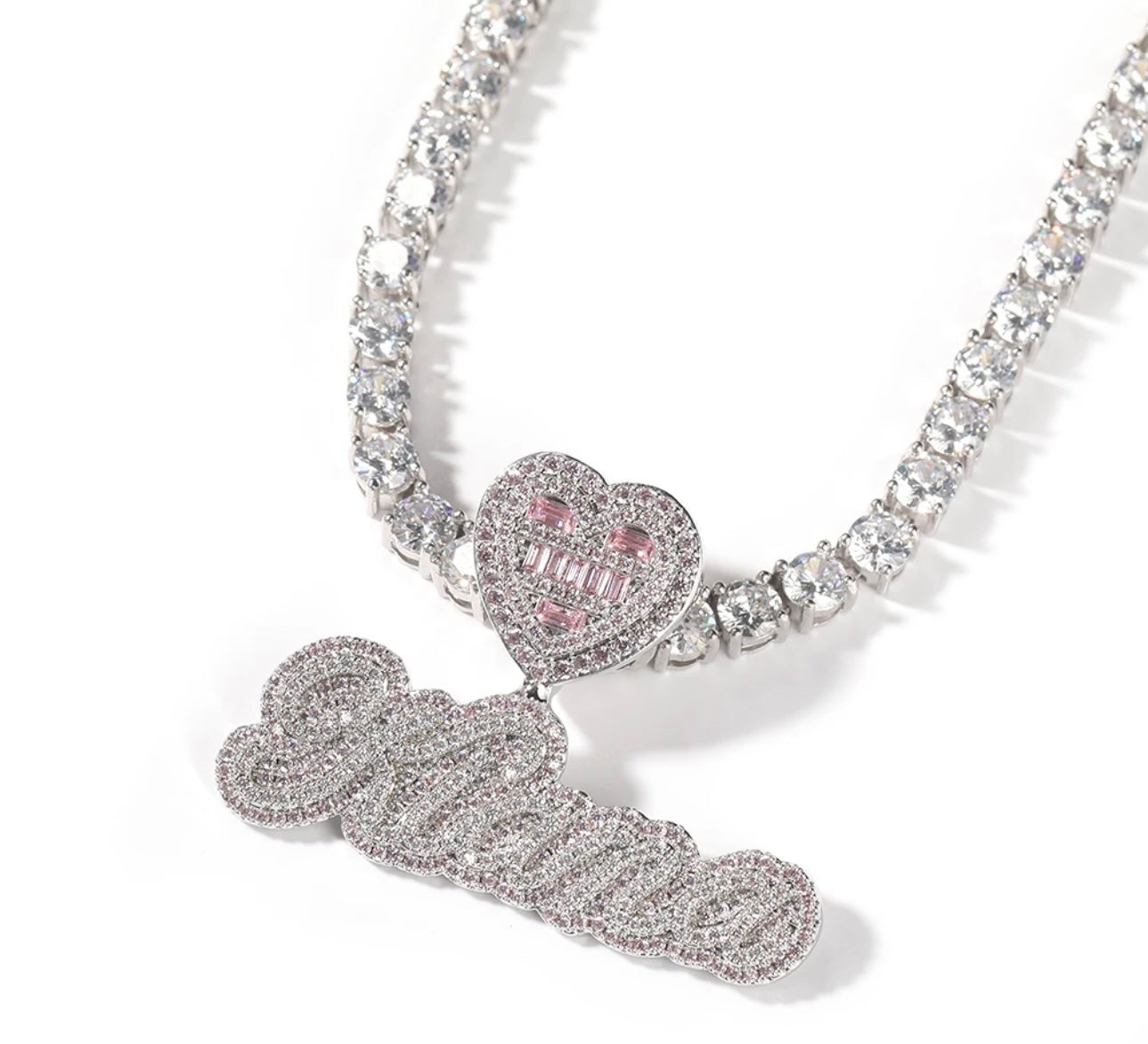 EMERALD - Green heart hook nameplate pendant