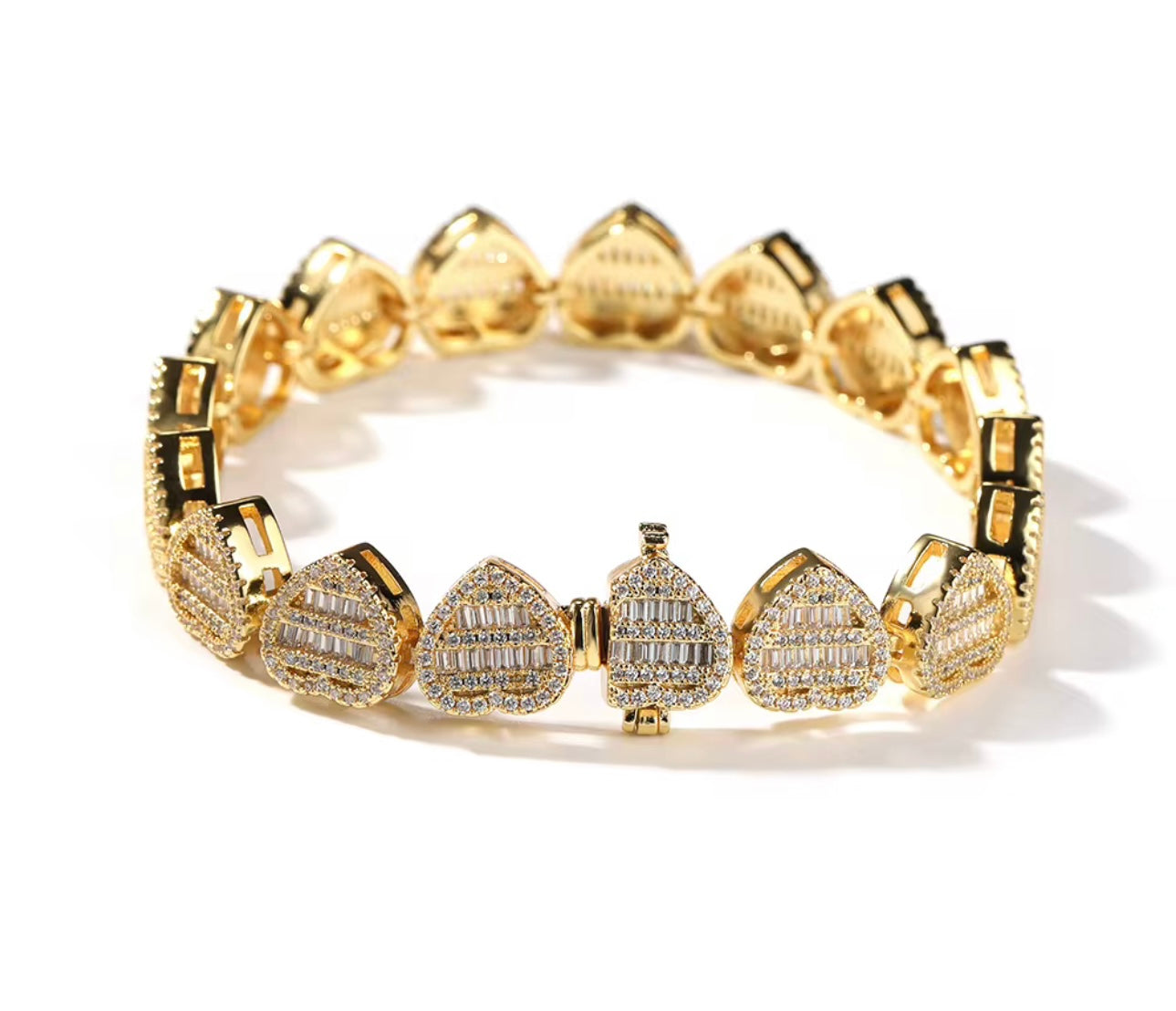 HEART ON ICE BRACELET- 12 mm Baguette heart bracelet