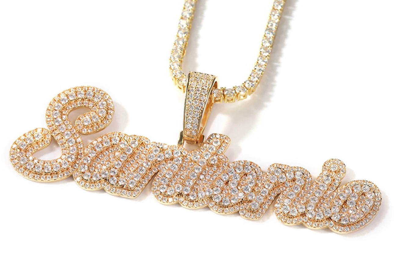 SCRIPT- 10 cm Brush cursive nameplate pendant