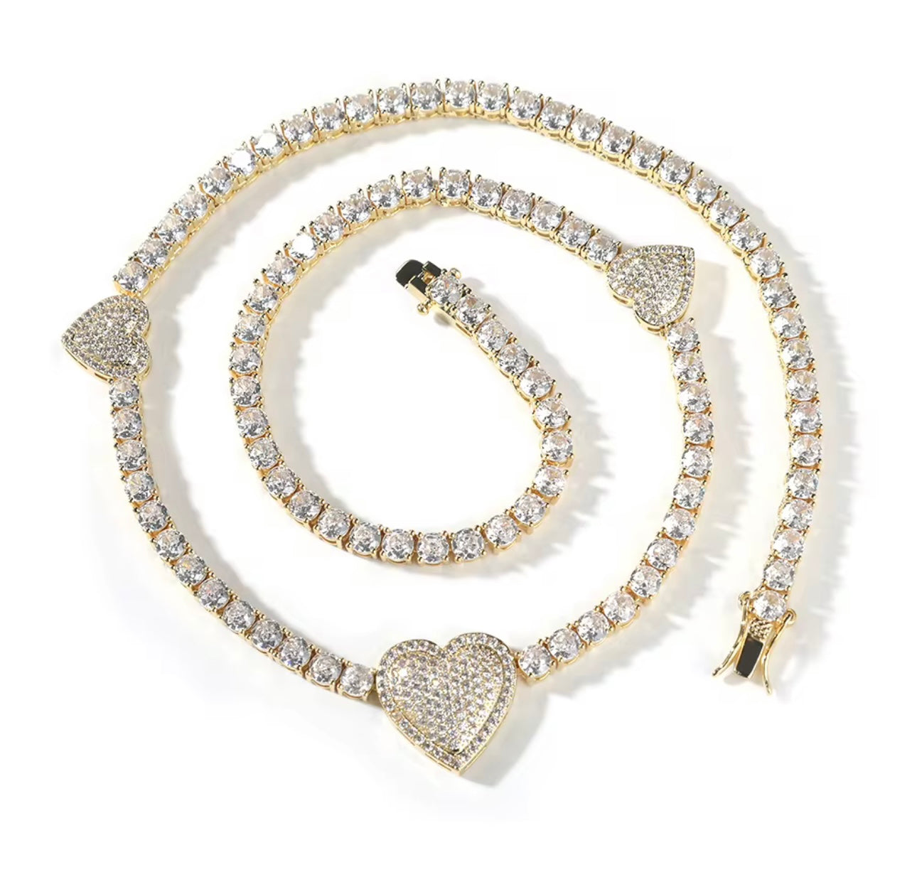 VALENTINE - 4 mm Three heart tennis chain