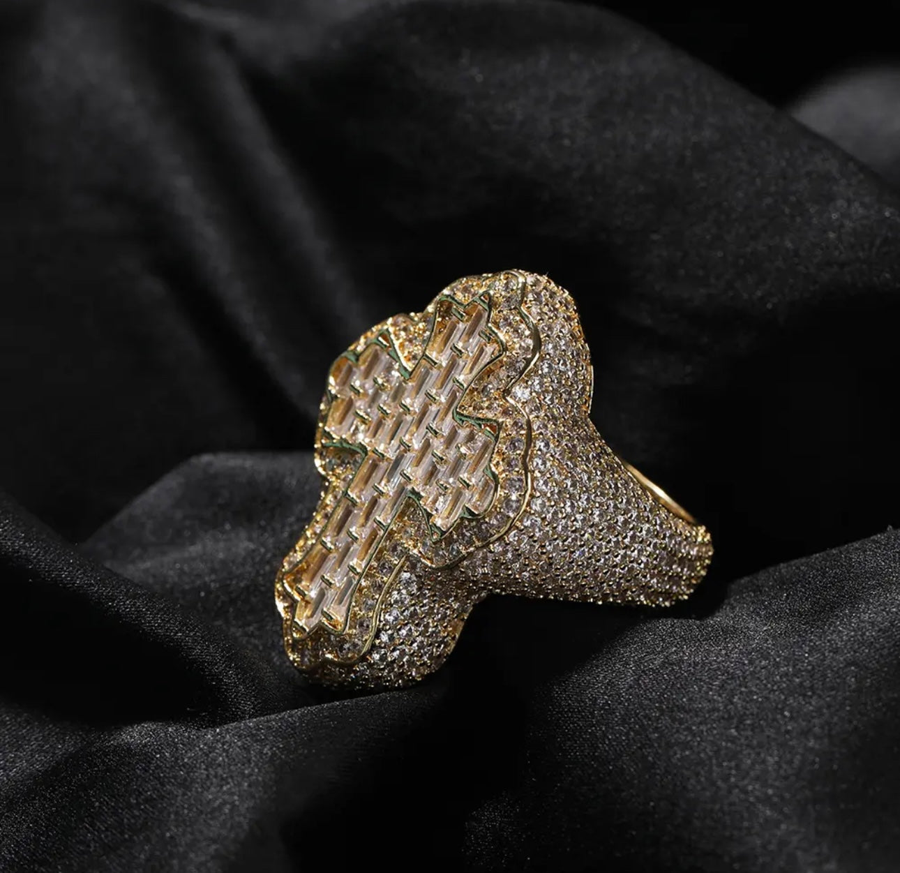 CROSS ROADS 2.0- 925 Sterling silver 38 mm Baguette cross ring