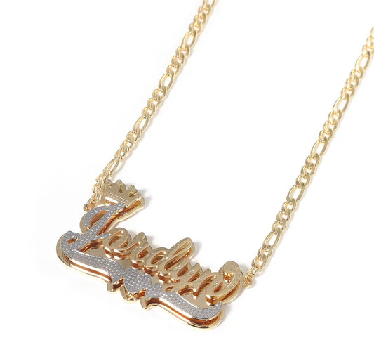 DOUBLE UP- 3D Double layer nameplate necklace