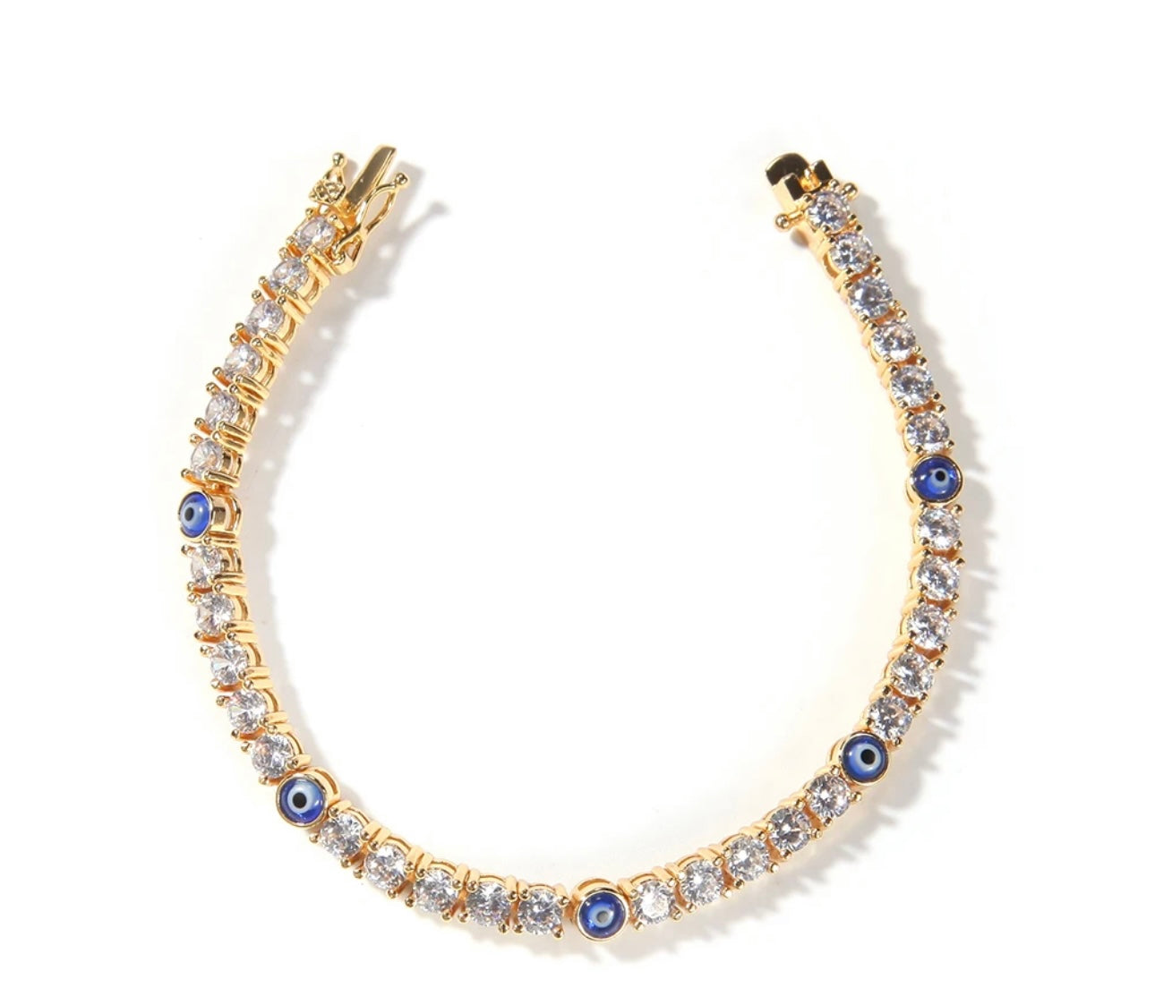 EE ARM CANDY- 4 mm Round stone evil eye tennis bracelet