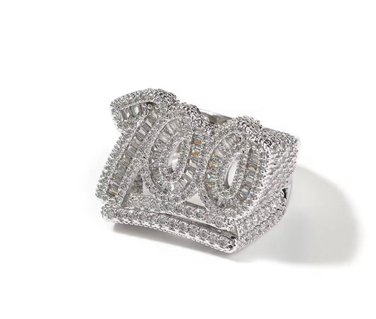 HUNNED- 21 mm Baguette “100” Ring