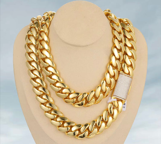 PLAIN JANE- 20 mm Classic Cuban link chain & bracelet set