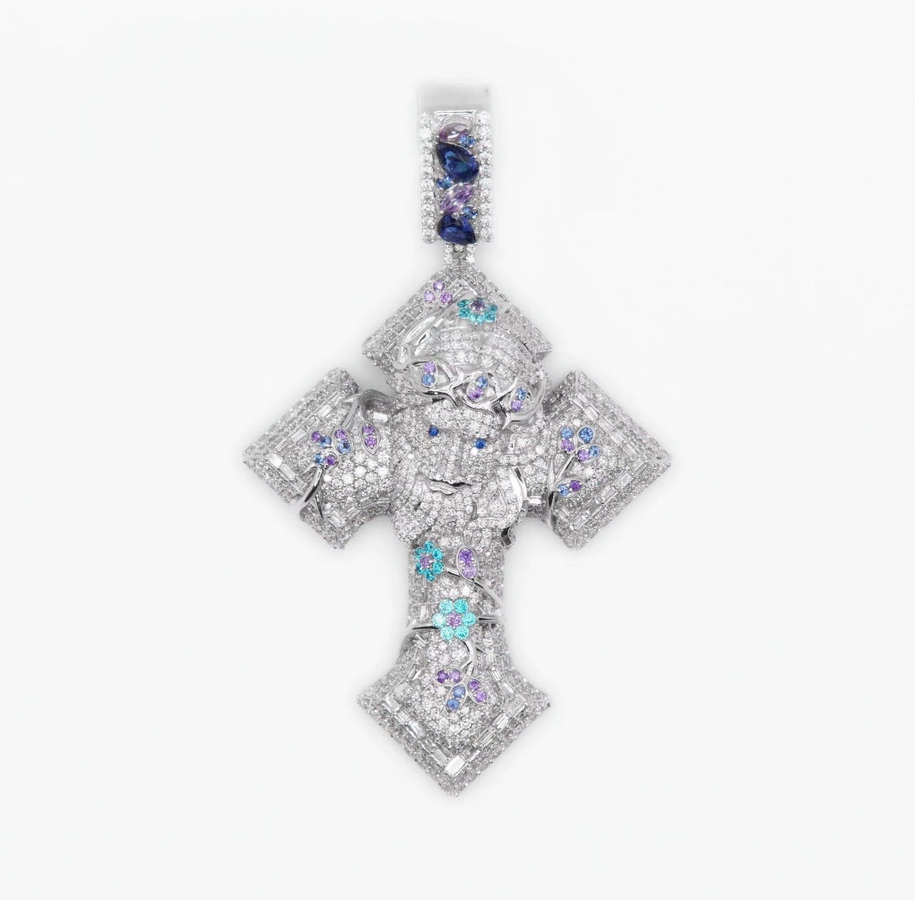BLUEFACE- 3D Jesus head cross pendant