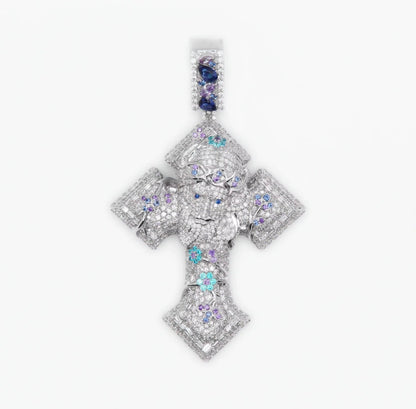 BLUEFACE- 3D Jesus head cross pendant