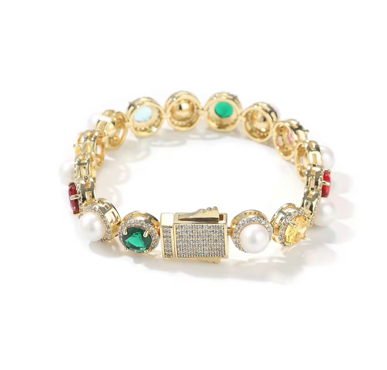 PEARLY GEMSTONE BRACELET- 10 mm Mixed stone bracelet