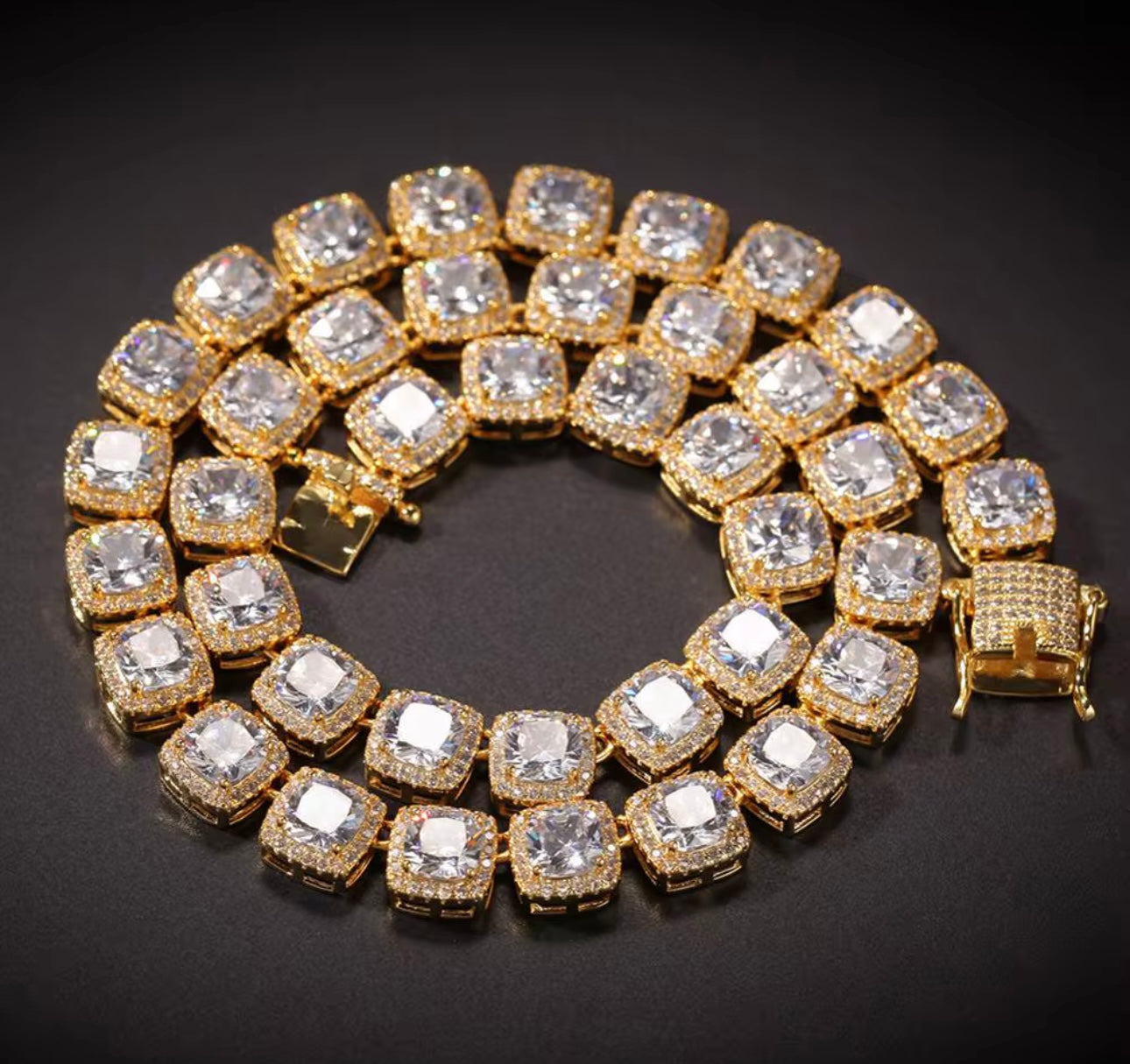 ICE BOXXX- 10 mm, square cluster tennis chain