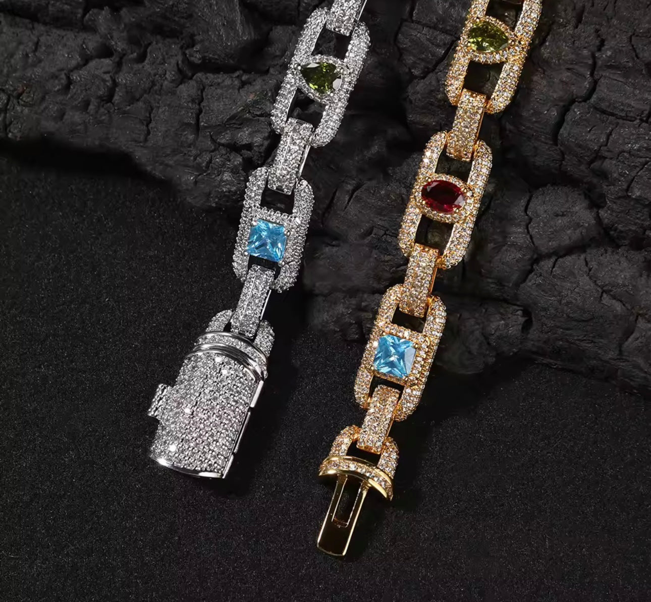 FIRE & ICE BRACELET- 11 mm Icy Gemstone bracelet