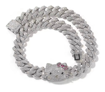 ICY KITTY CUBAN -21 mm Inspired Hello kitty cuban link chain