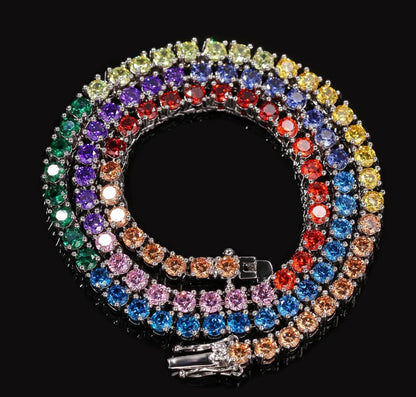 NECK CANDY RAINBOW- 4 mm Rainbow colored Tennis chain