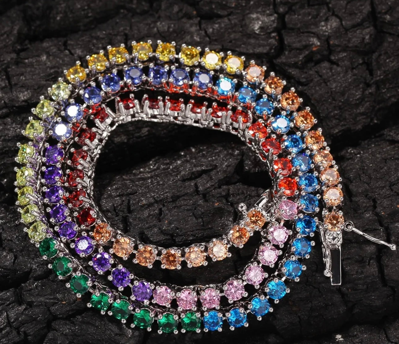 NECK CANDY RAINBOW- 4 mm Rainbow colored Tennis chain