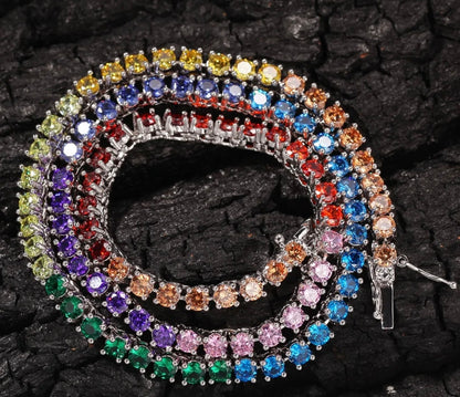 NECK CANDY RAINBOW- 4 mm Rainbow colored Tennis chain