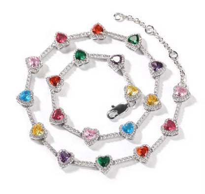 SKITTLES- Multi-color heart necklace