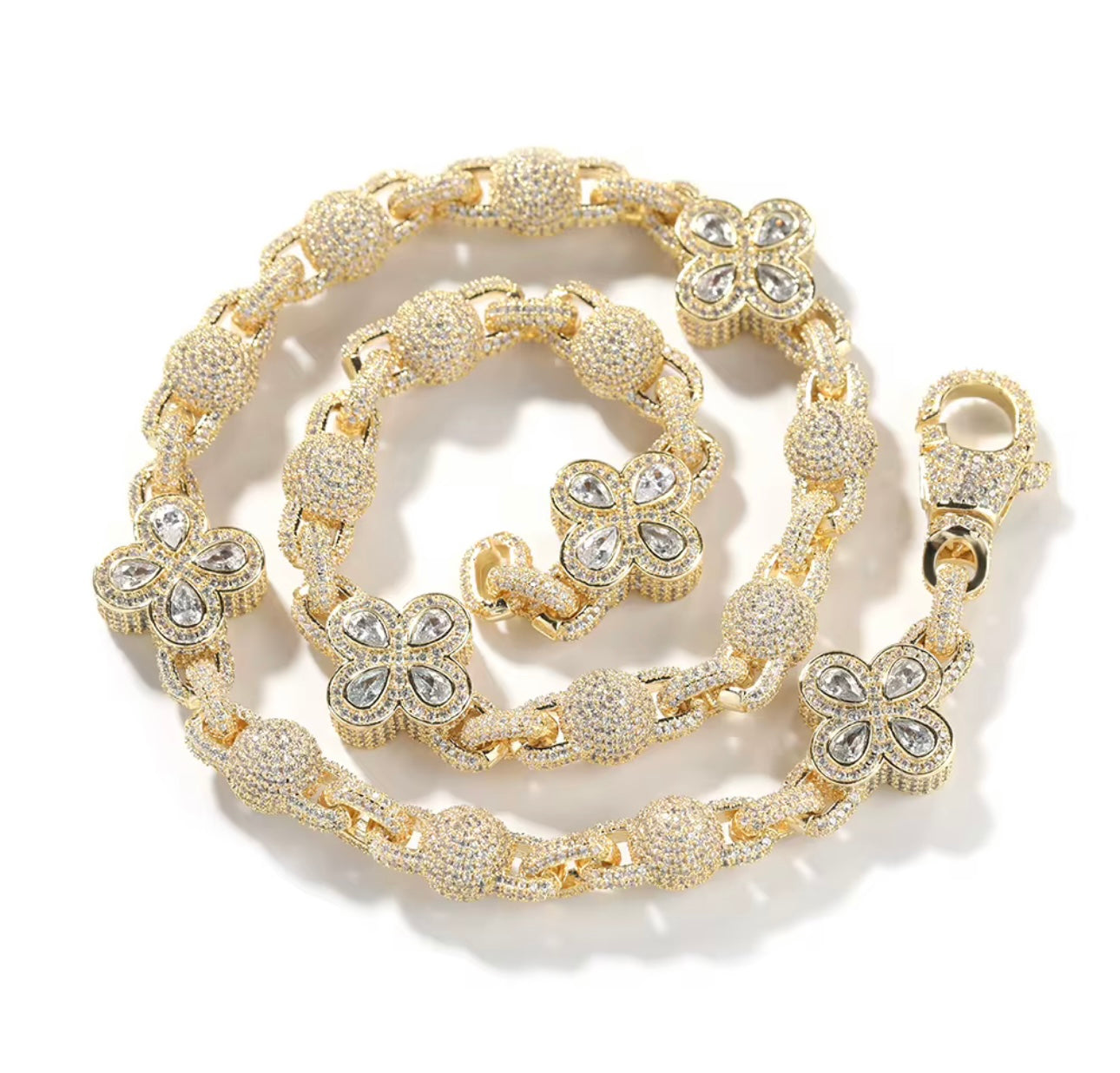 CLOVER -18 mm Four leaf clover ball-beaded chain