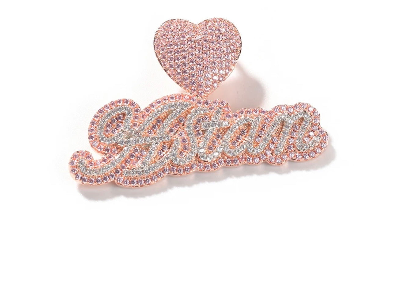 SCRIPT  HEART- 6.2 cm Two-tone cursive nameplate pendant