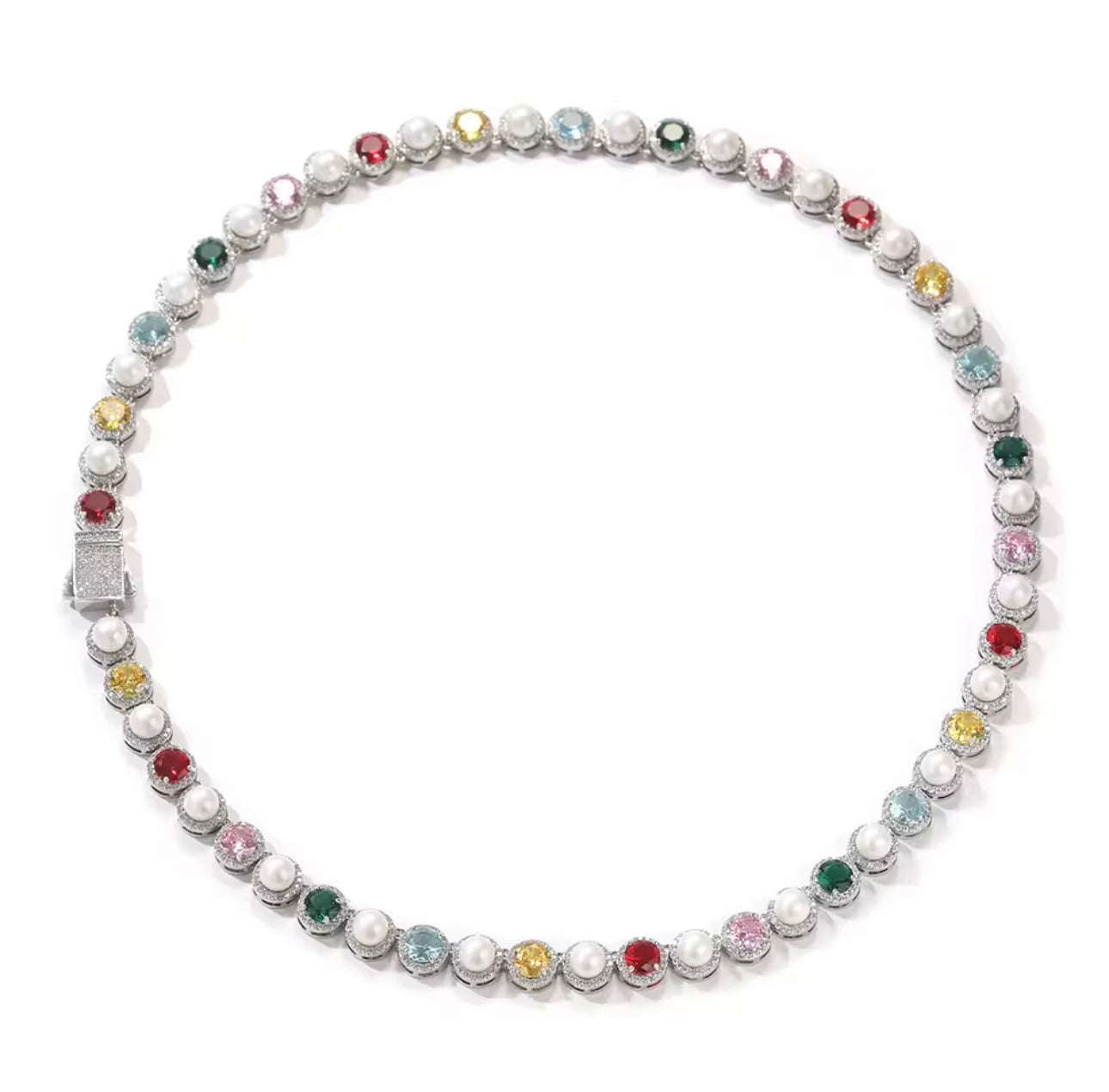 PEARLY GEMSTONE - 10 mm Mixed stone necklace