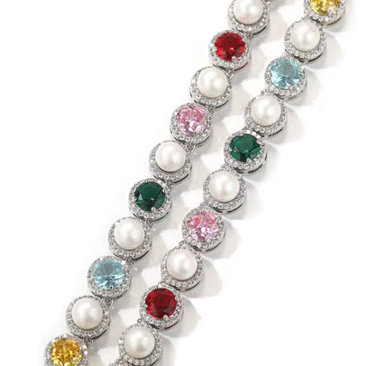 PEARLY GEMSTONE BRACELET- 10 mm Mixed stone bracelet