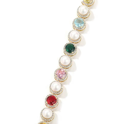 PEARLY GEMSTONE - 10 mm Mixed stone necklace
