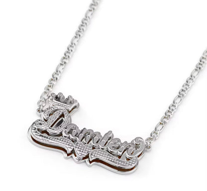 DOUBLE UP- 3D Double layer nameplate necklace