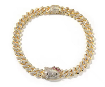 ICY KITTY CUBAN -21 mm Inspired Hello kitty cuban link chain