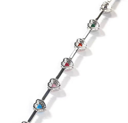 SKITTLES- Multi-color heart necklace
