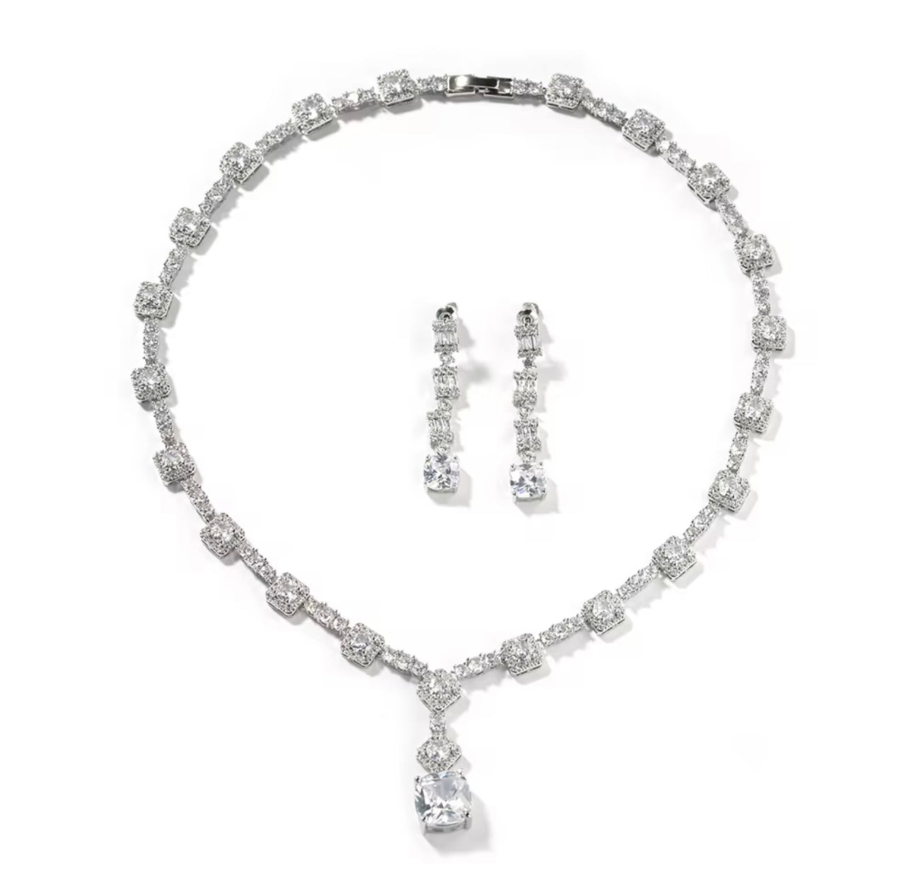 LEMON - Vintage Inspired square drop Gemstone necklace