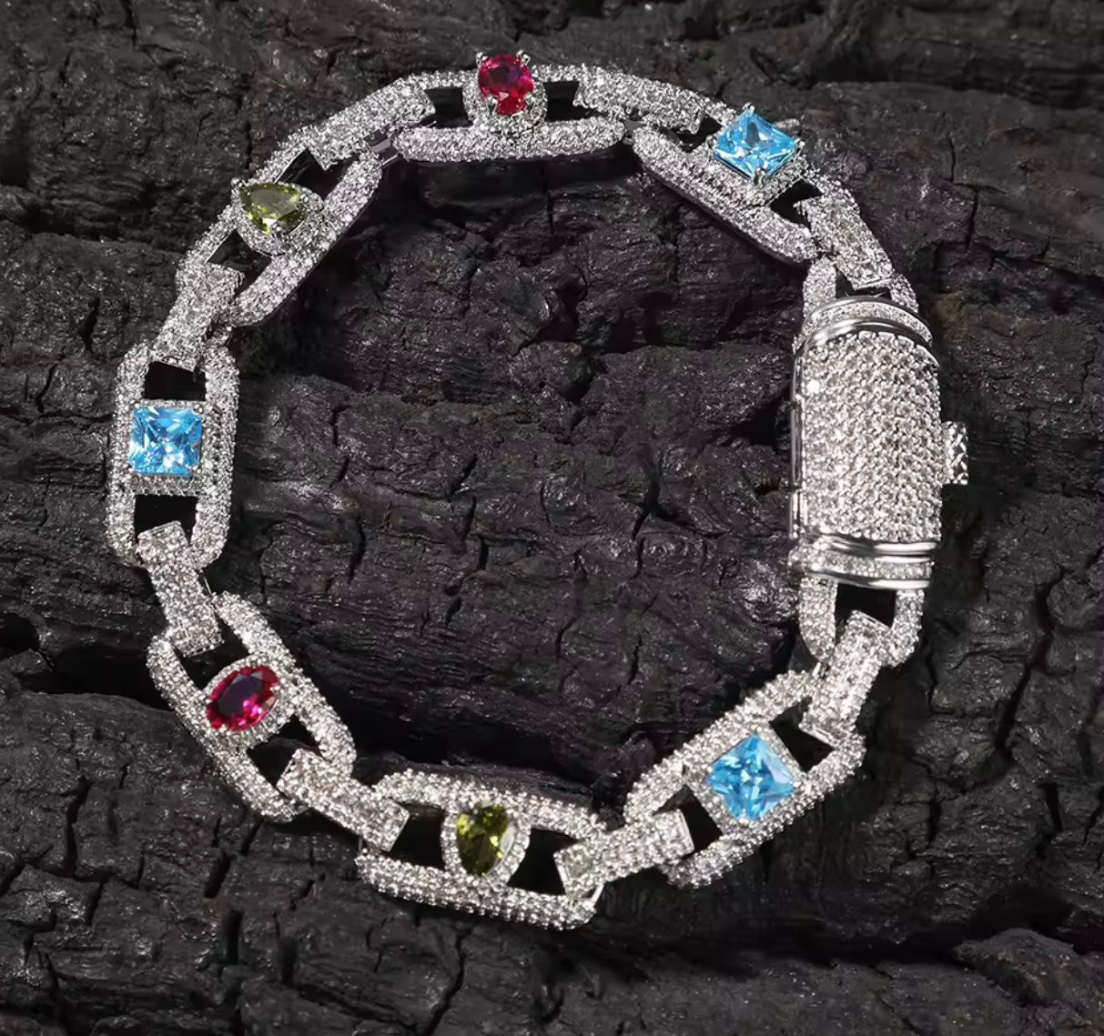 FIRE & ICE BRACELET- 11 mm Icy Gemstone bracelet